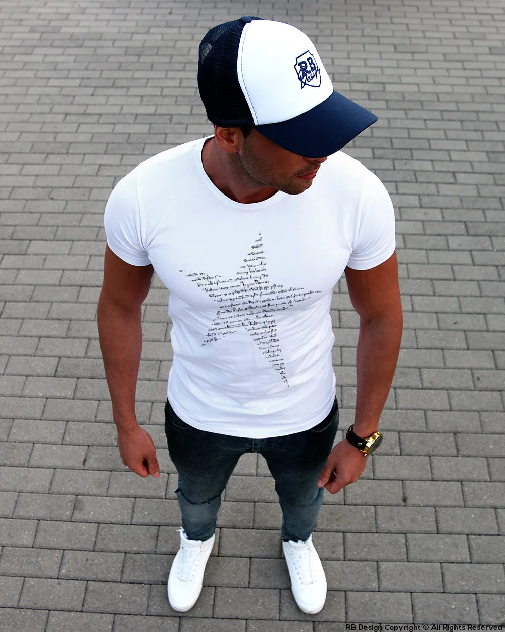 Men's Casual White T-shirt MD867