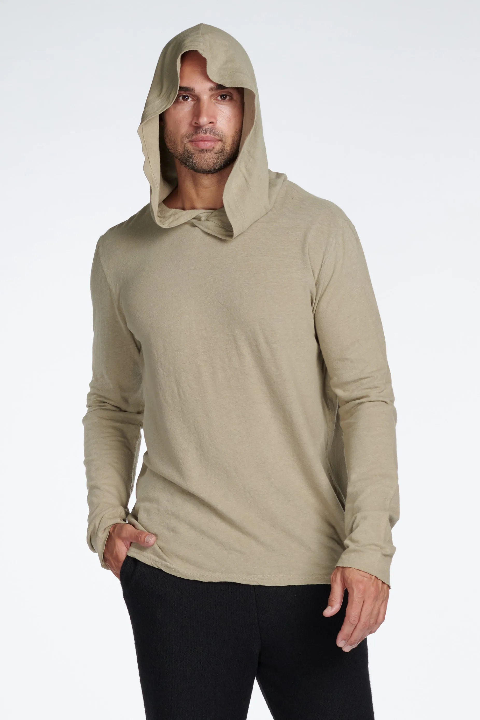 Men's Linen Blend Long Sleeve Hoodie