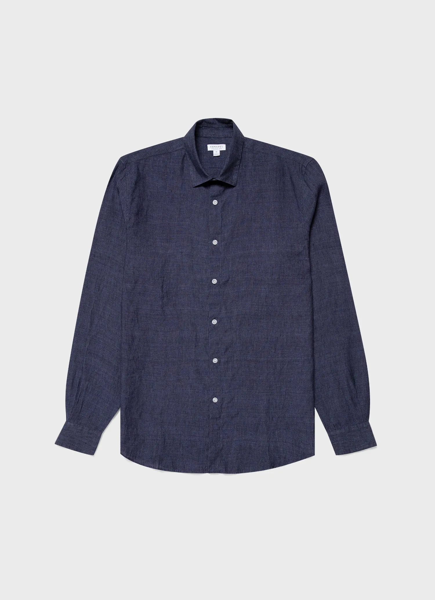 Men's Linen Shirt in Navy Melange