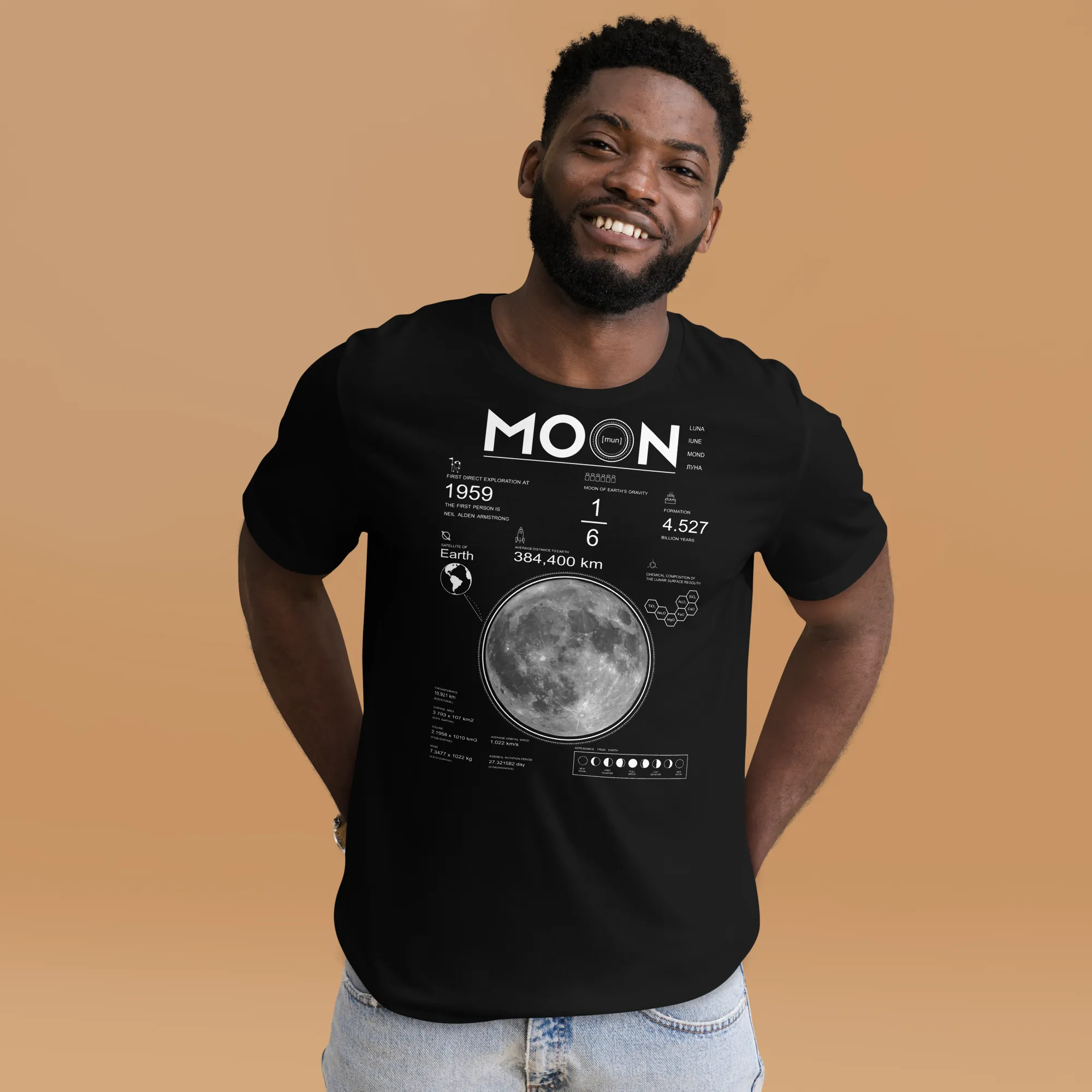 Men's Moon And Lunar Data Graphic Tee