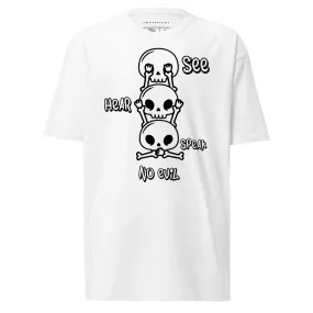 Men’s No Evil Theme And Skull Graphic Tee