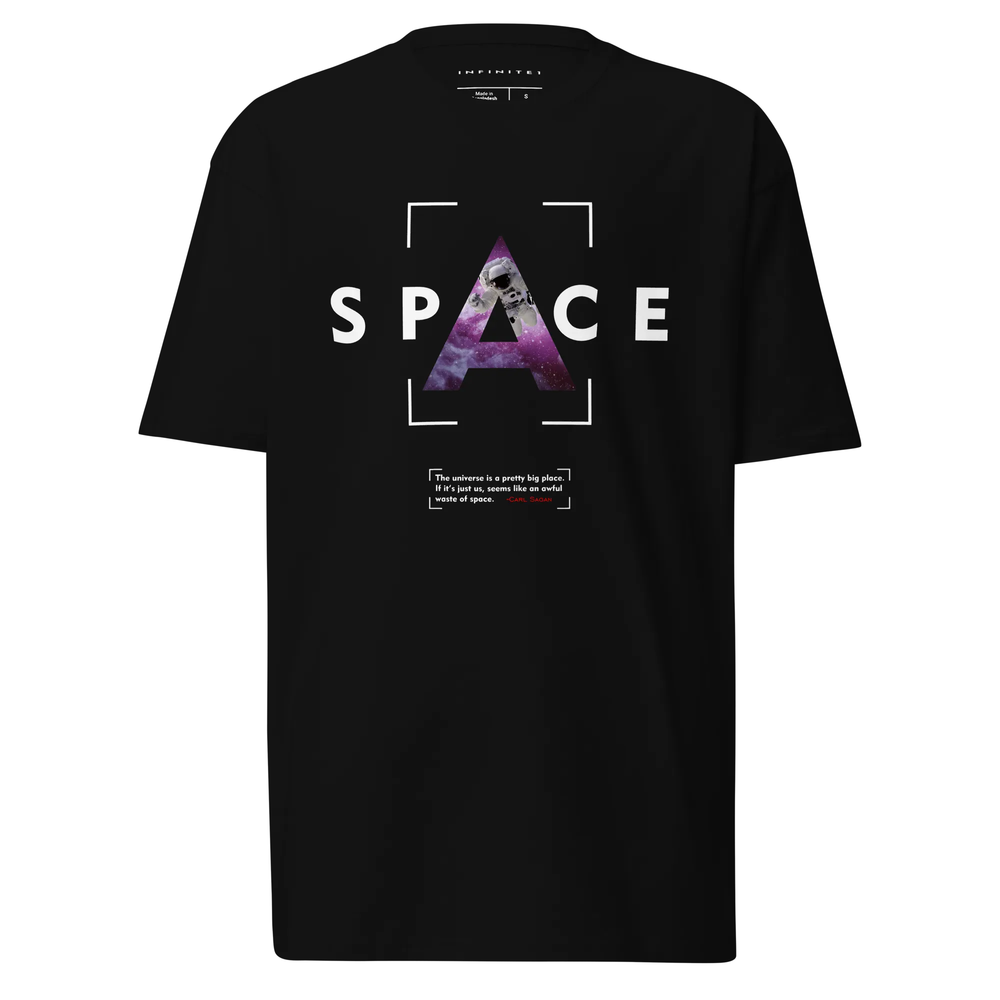 Men’s Space Theme And Quote Black Graphic Tee