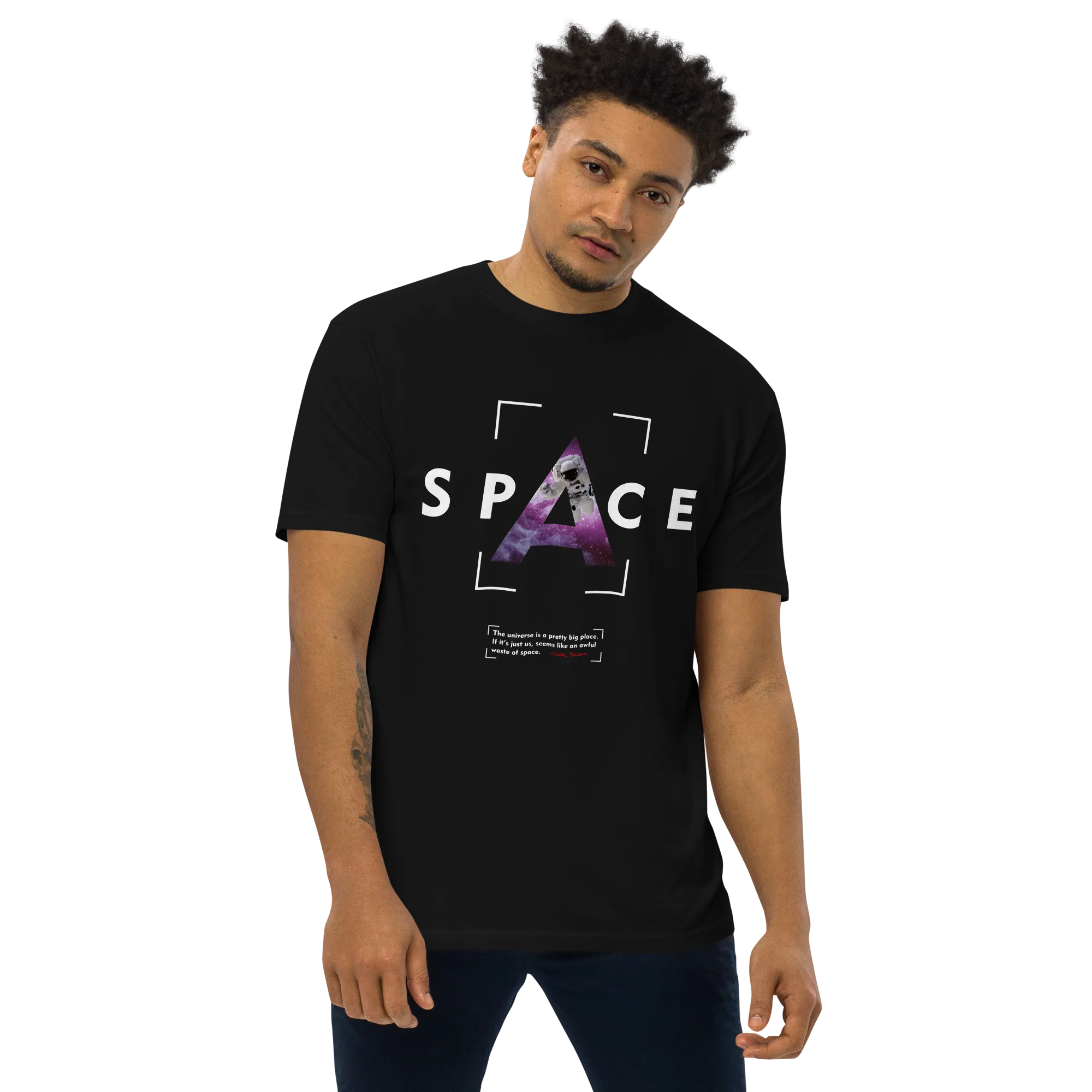 Men’s Space Theme And Quote Black Graphic Tee