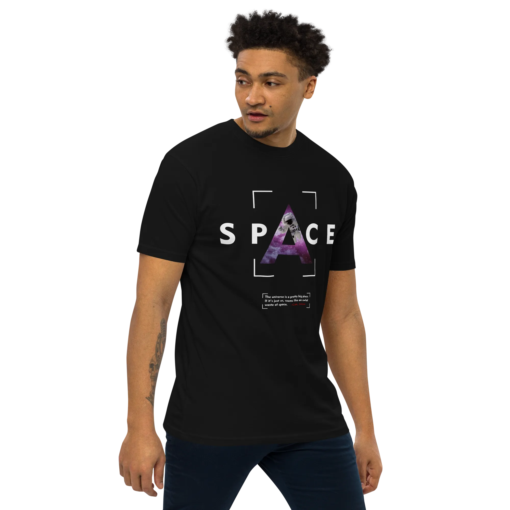 Men’s Space Theme And Quote Black Graphic Tee