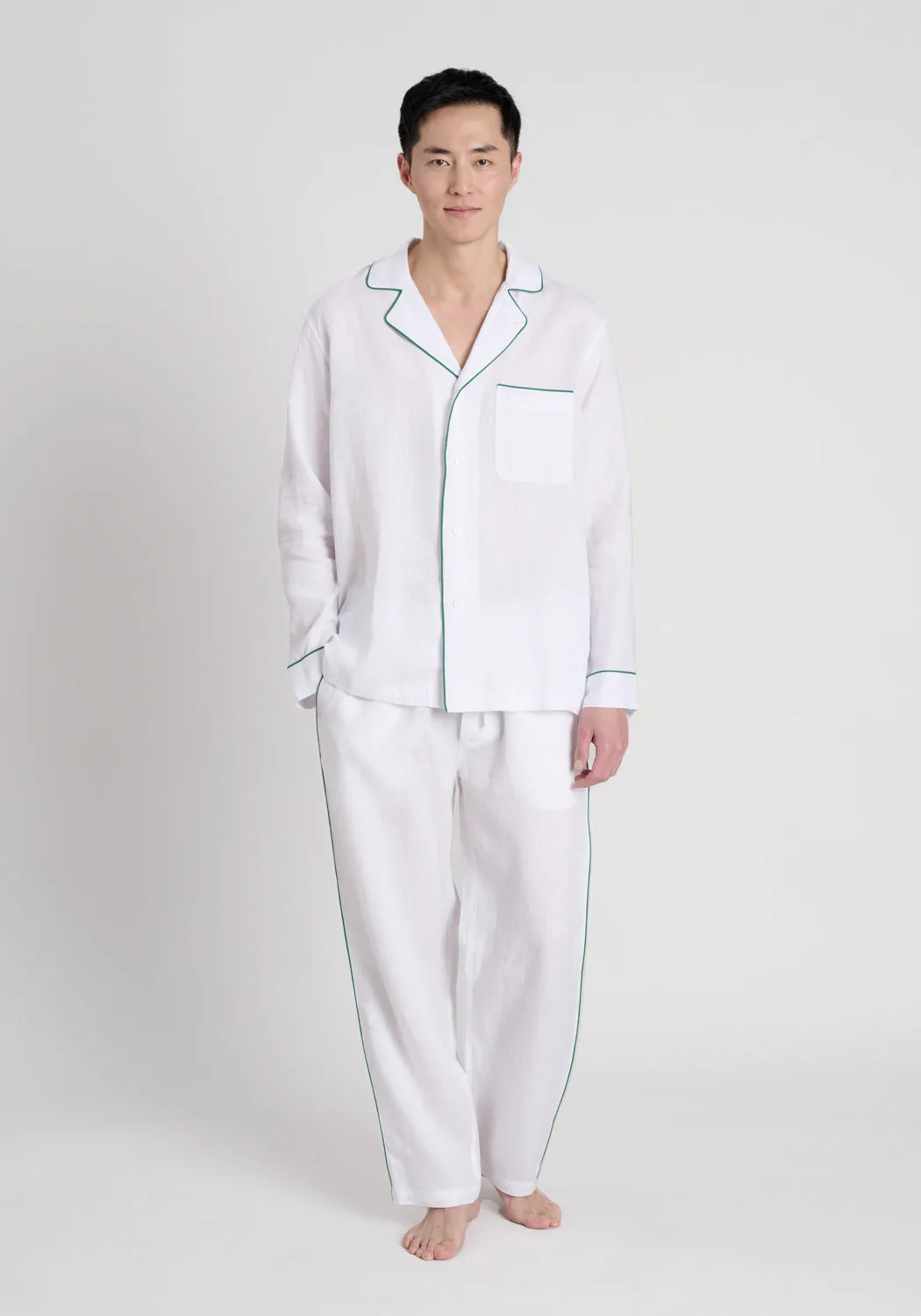 Milton Pajama Shirt in White Linen