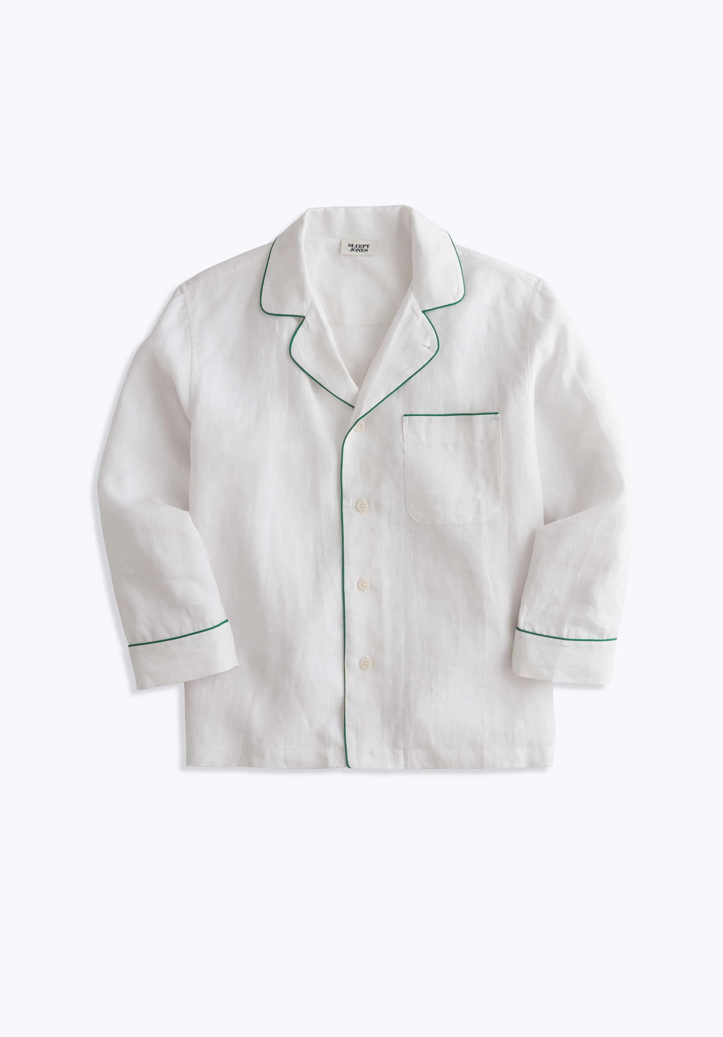 Milton Pajama Shirt in White Linen