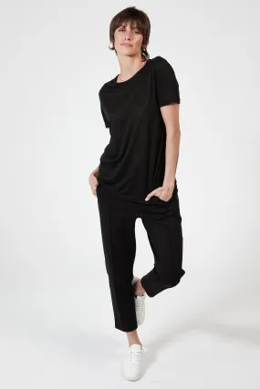 MONTAGUE BOYFRIEND LINEN TEE - BLACK