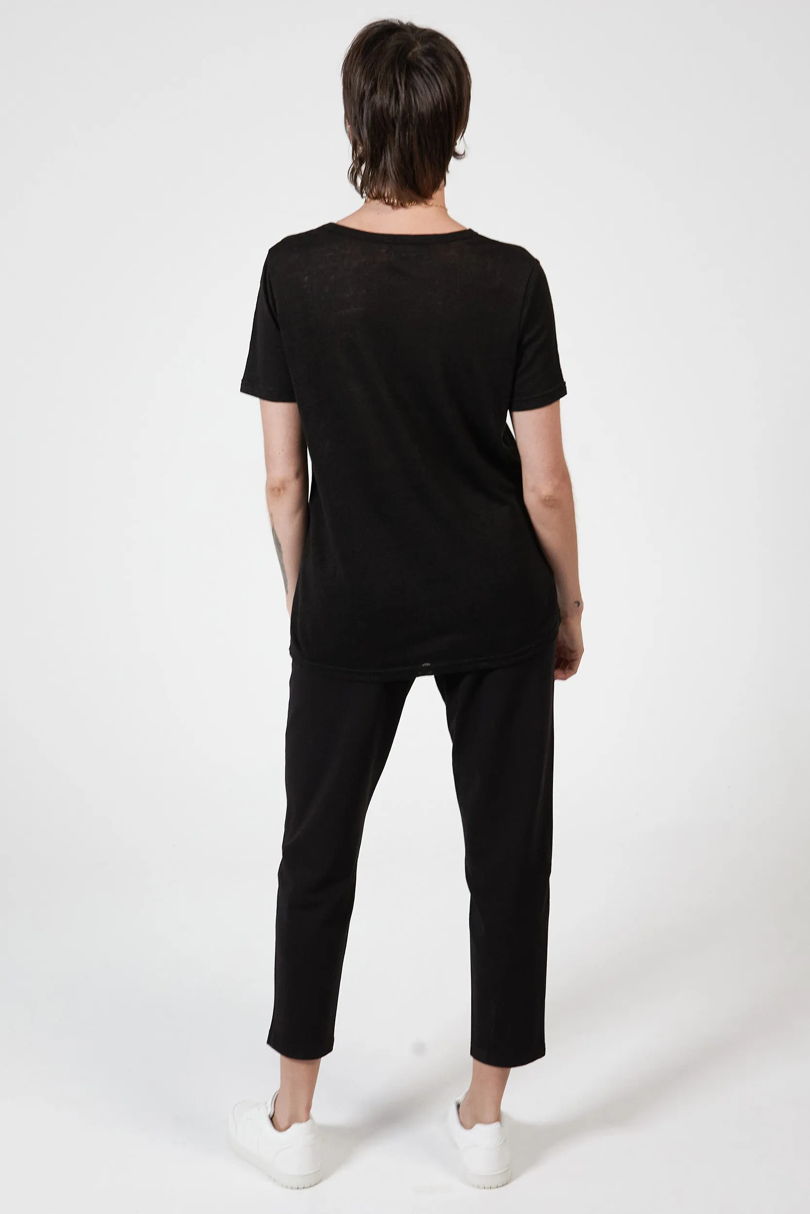 MONTAGUE BOYFRIEND LINEN TEE - BLACK