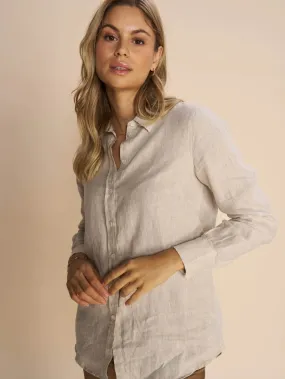 Mos Mosh Karli Linen Shirt-Cement-160230