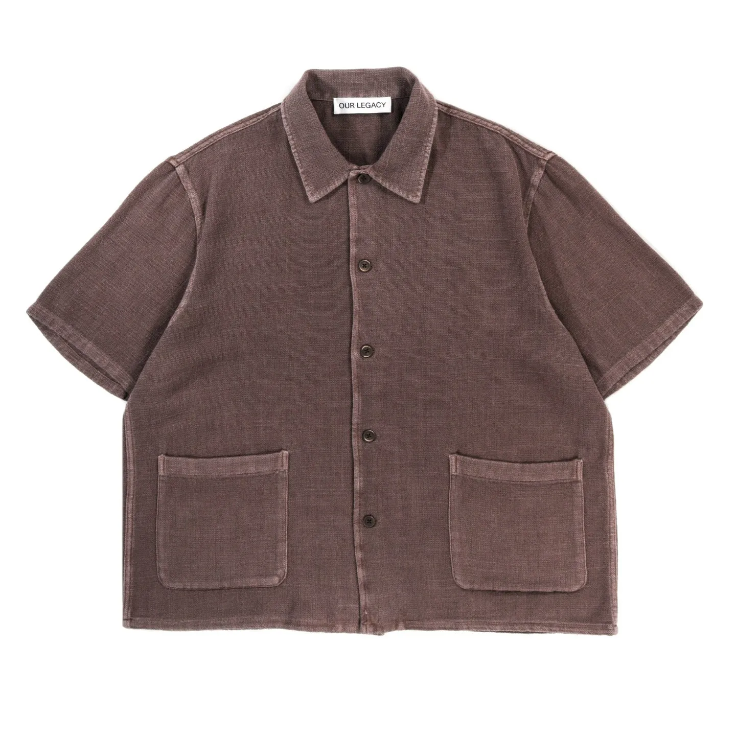 OUR LEGACY ELDER SHIRT SHORTSLEEVE BROWN SPARSE PANAMA