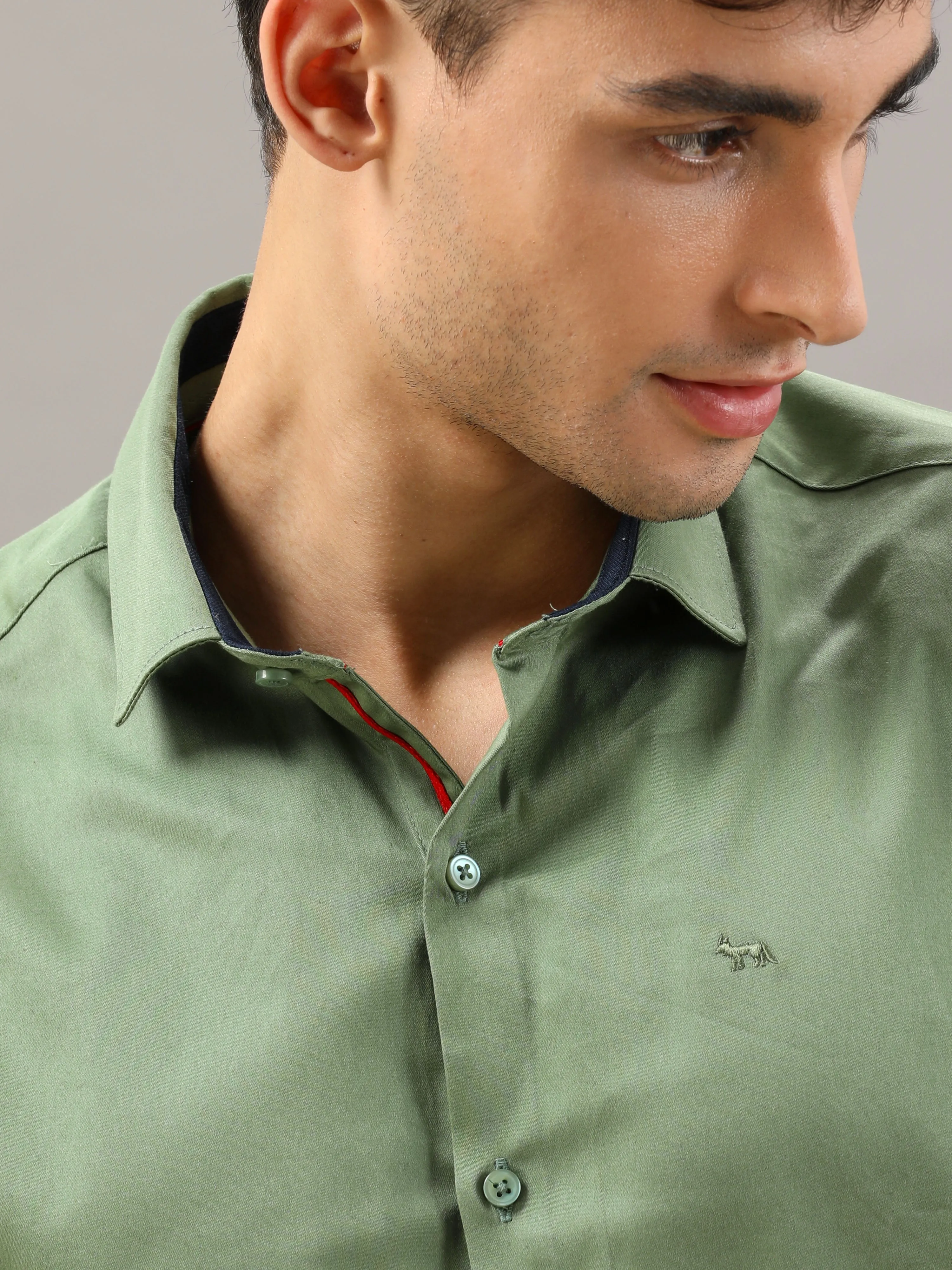 Plain Green Shirt Full Sleeve