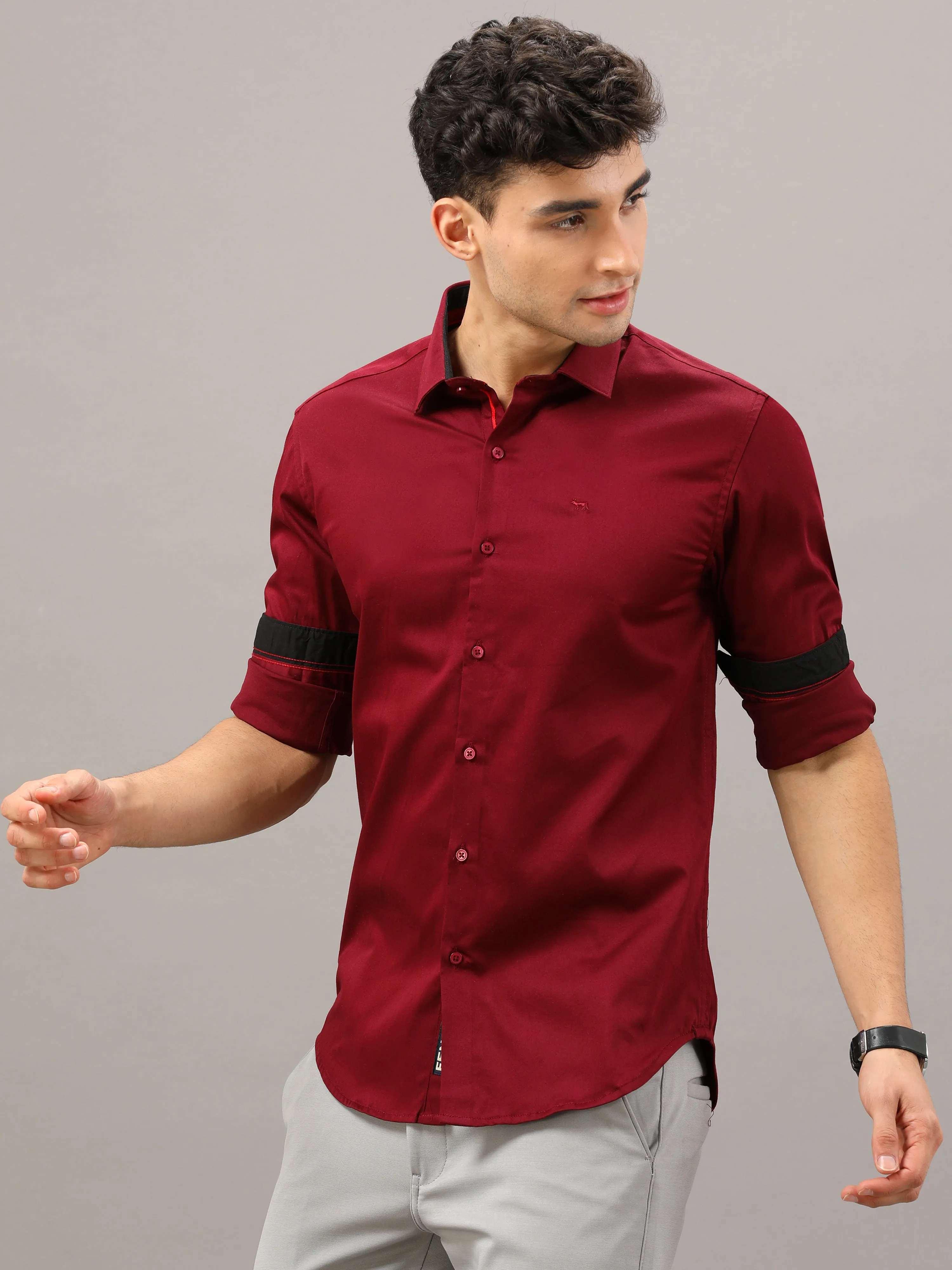 Plain Maroon Shirt Full Sleeve