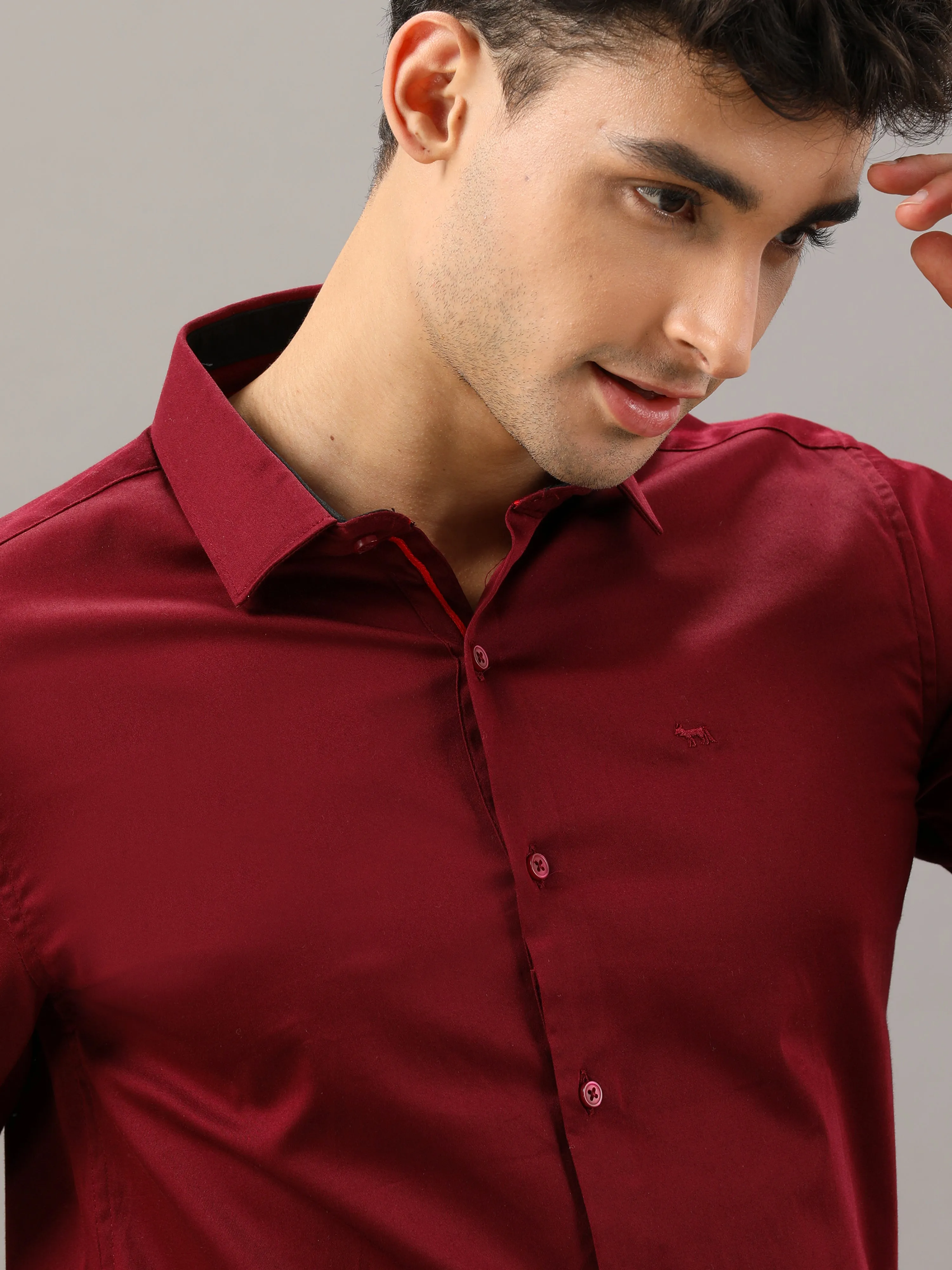 Plain Maroon Shirt Full Sleeve