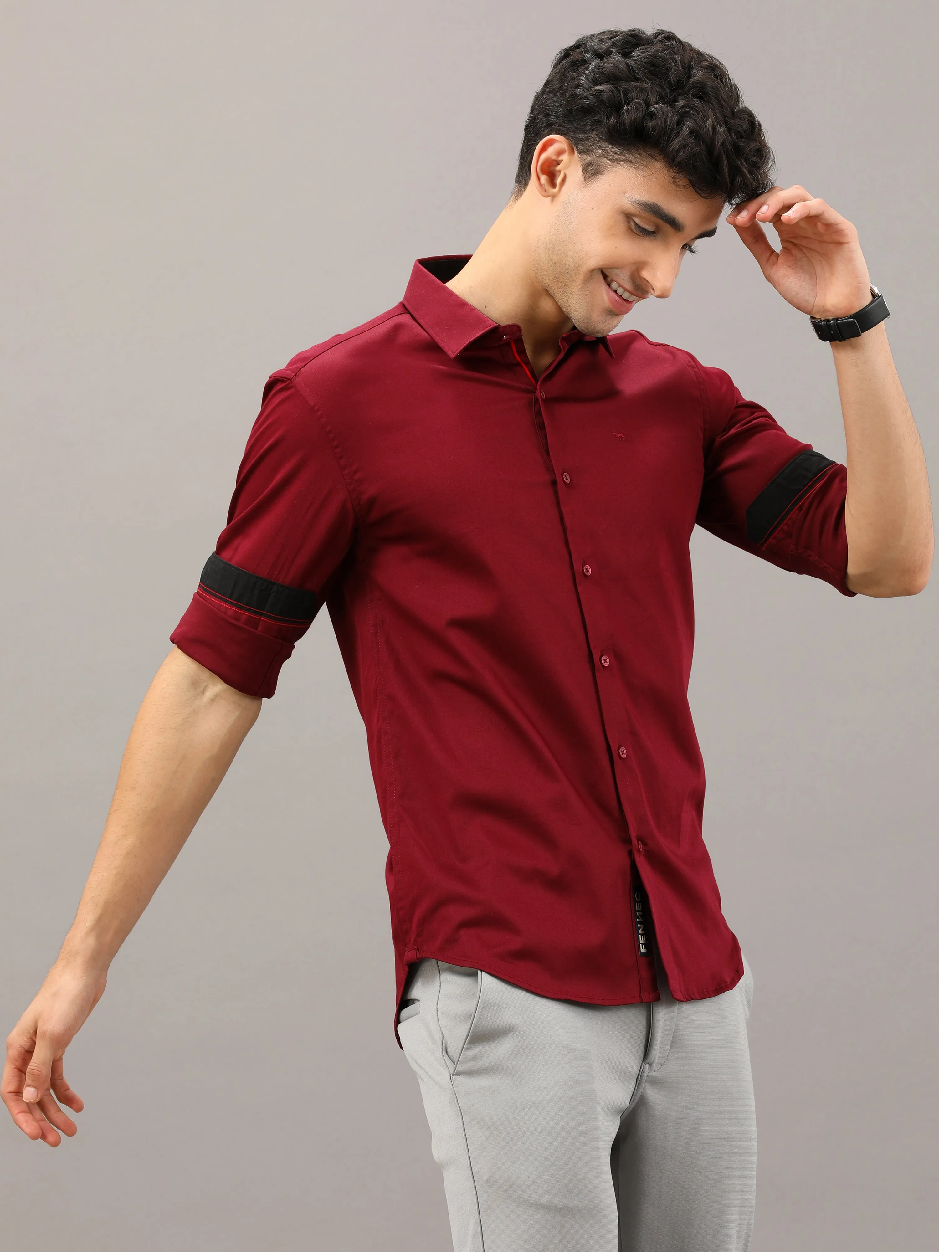 Plain Maroon Shirt Full Sleeve