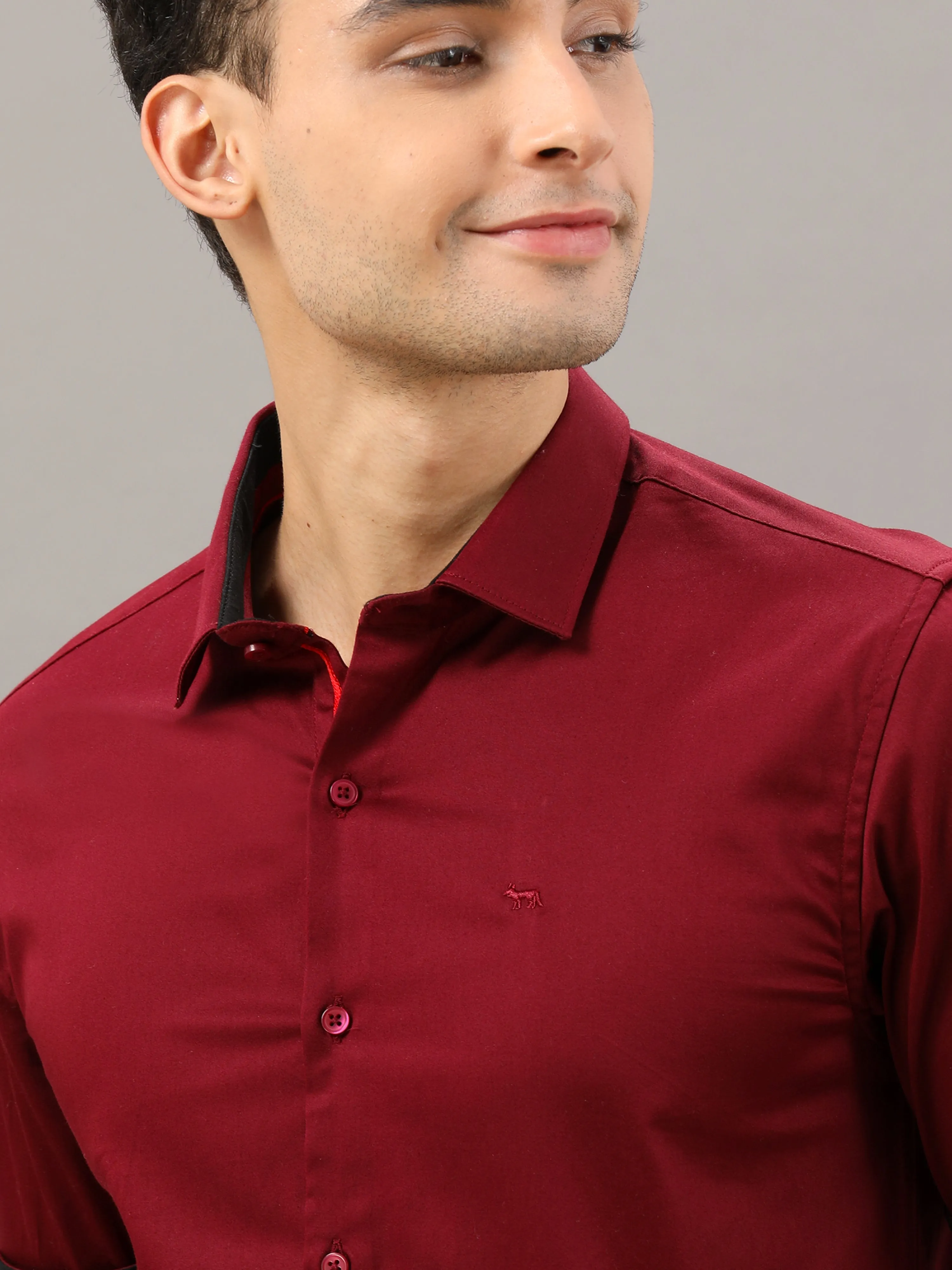 Plain Maroon Shirt Full Sleeve