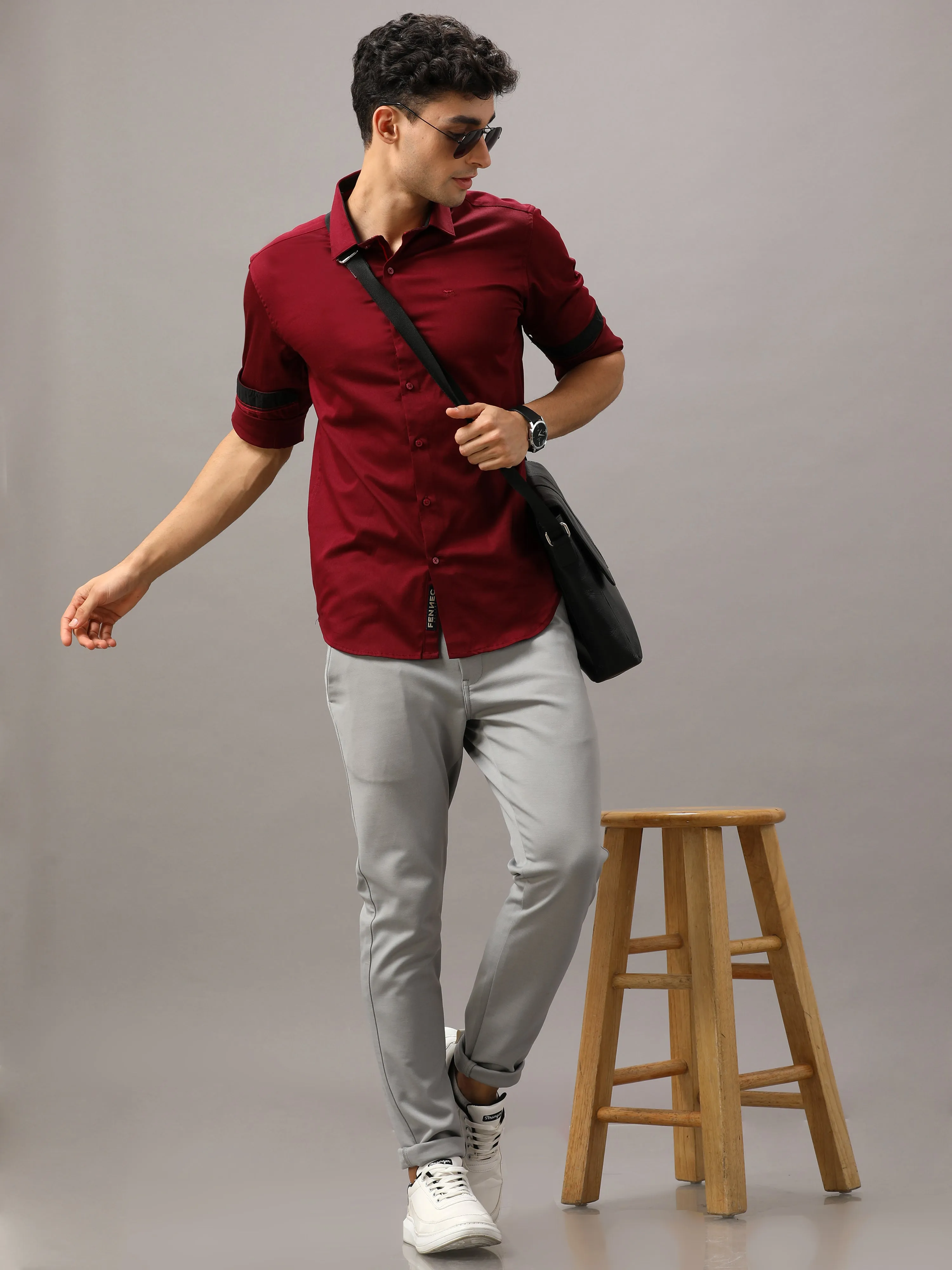 Plain Maroon Shirt Full Sleeve