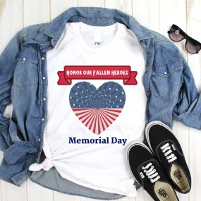 "Honor Our Fallen Heroes" Memorial Day Cotton T-Shirt