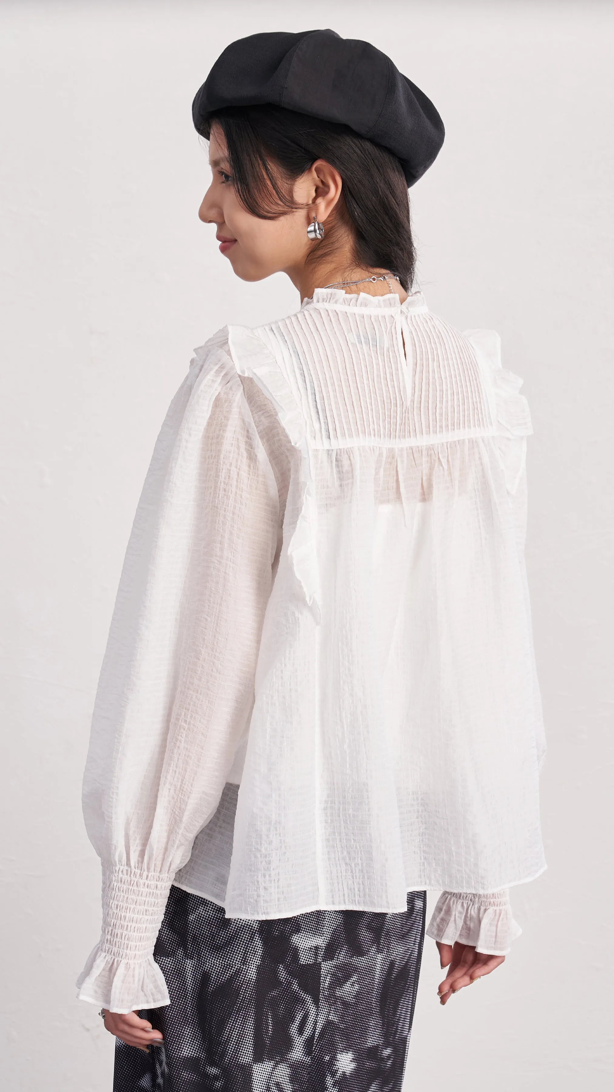 Ruffle Shirred Shirt