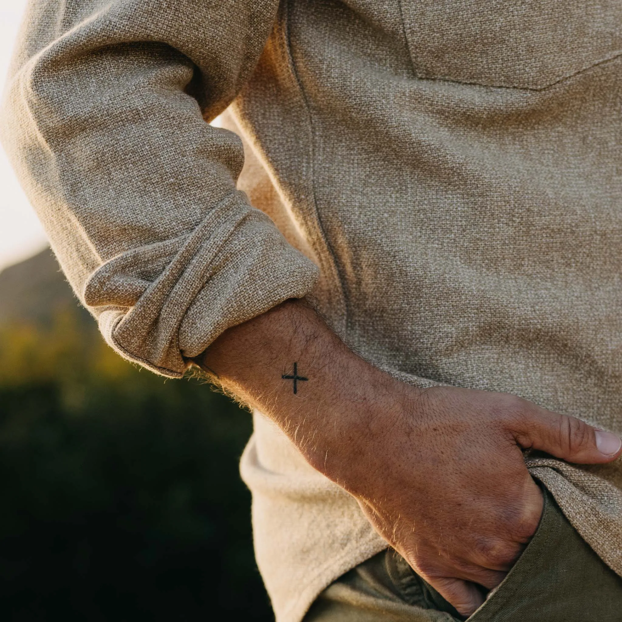 The Point Shirt in Heather Oat Linen Tweed