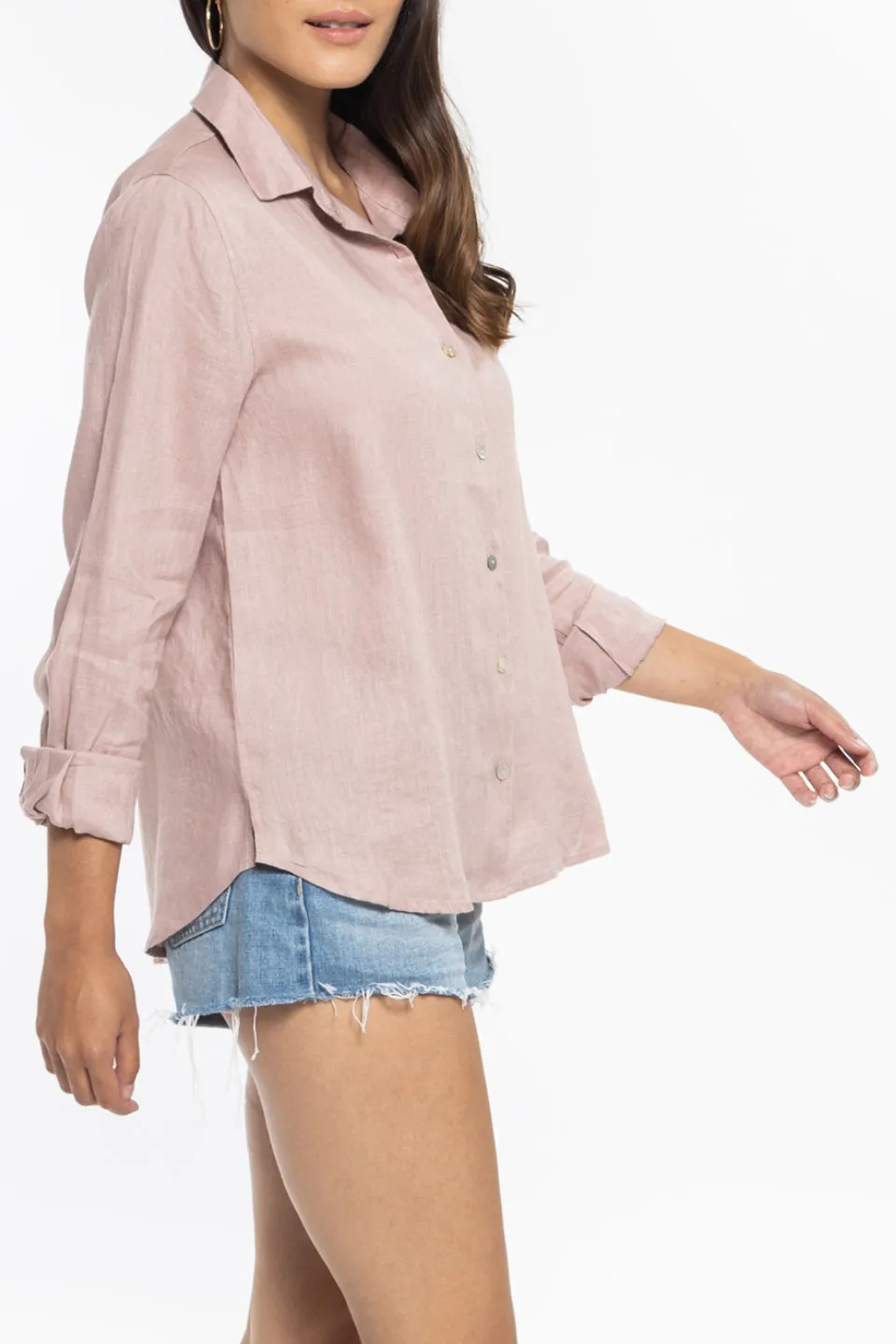 Ultimate Pearl Pink LS Linen Shirt