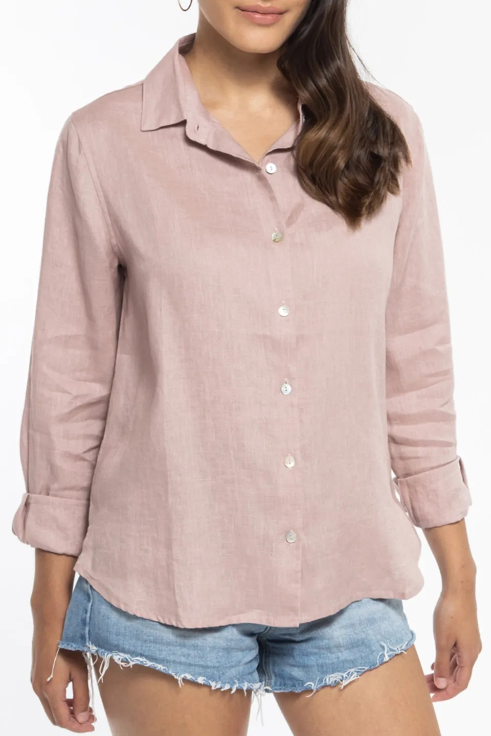 Ultimate Pearl Pink LS Linen Shirt