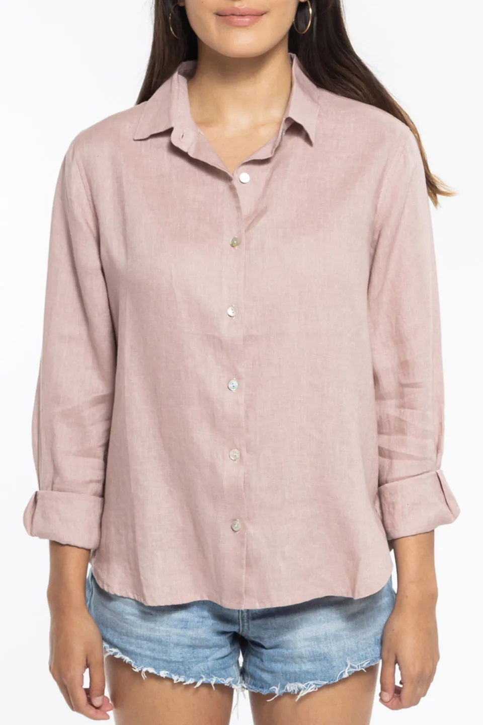 Ultimate Pearl Pink LS Linen Shirt