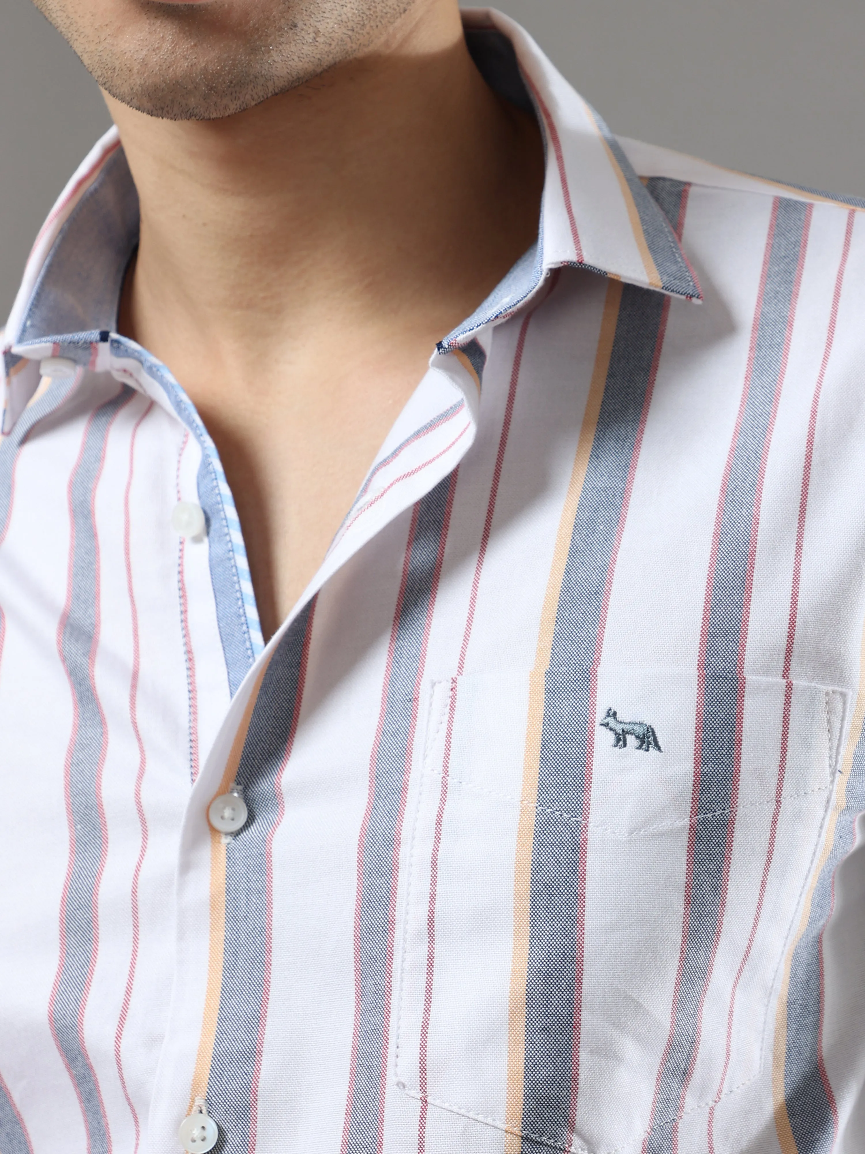 White And Grey Stripes Shirt