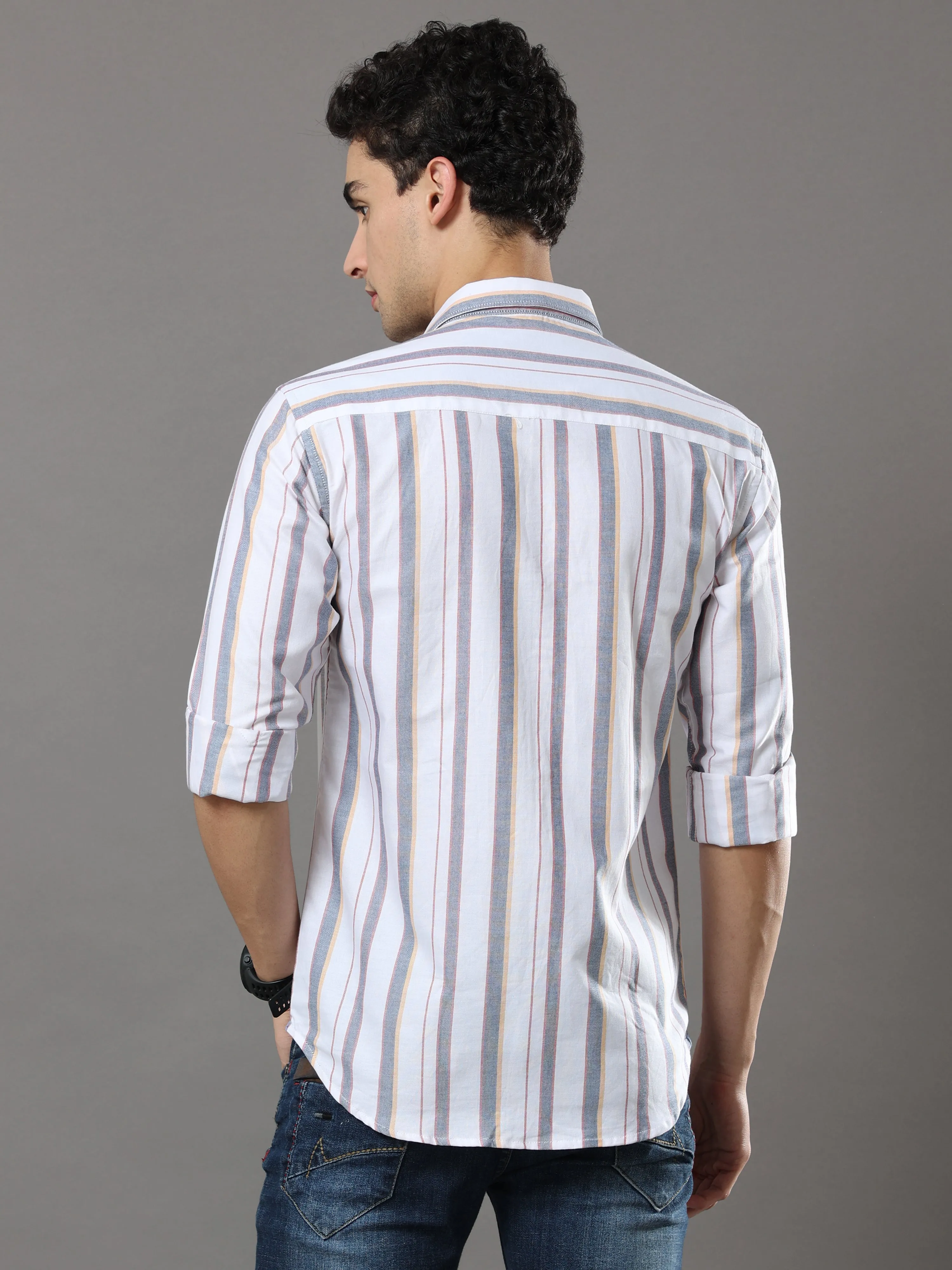 White And Grey Stripes Shirt