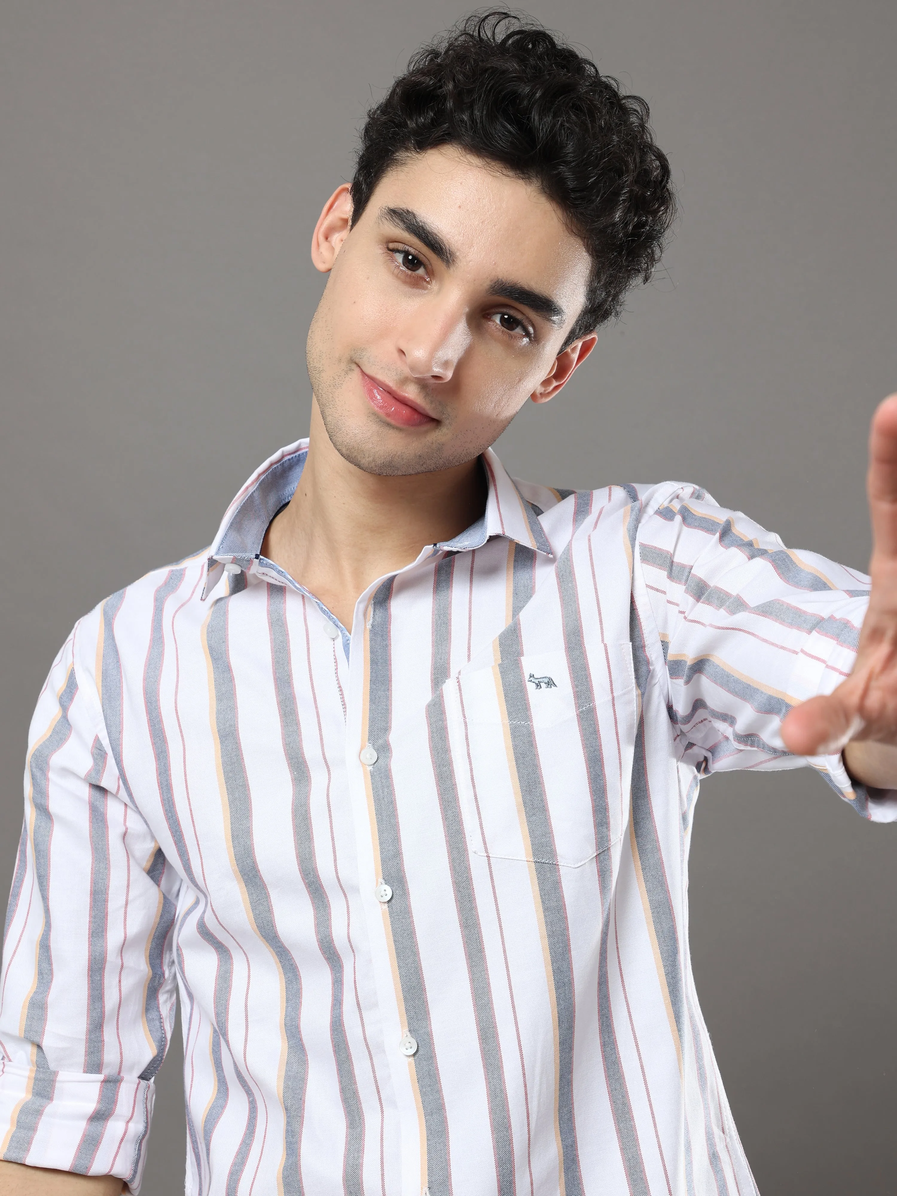 White And Grey Stripes Shirt