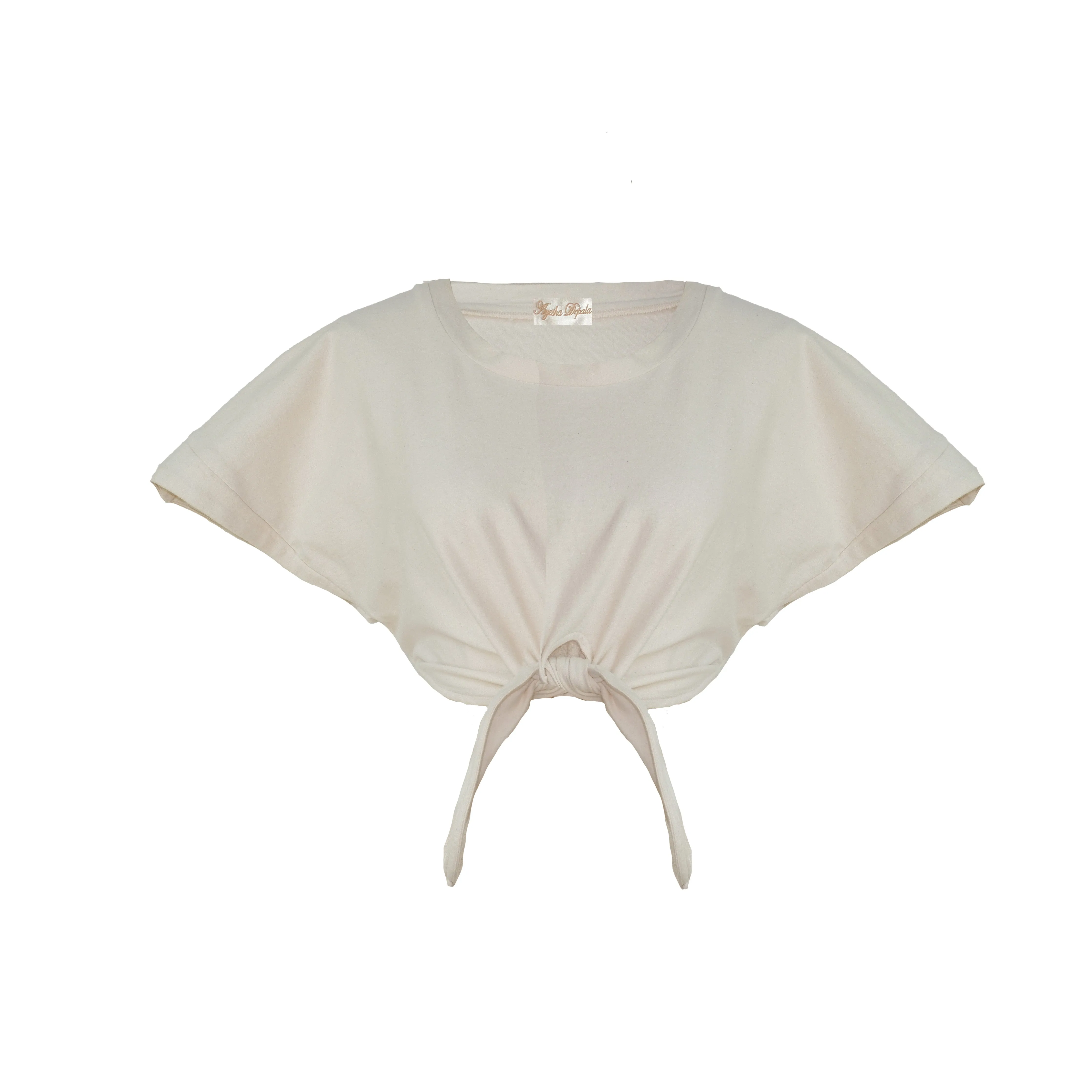 White Modal Soft Jersey Crop Front Tie Tee