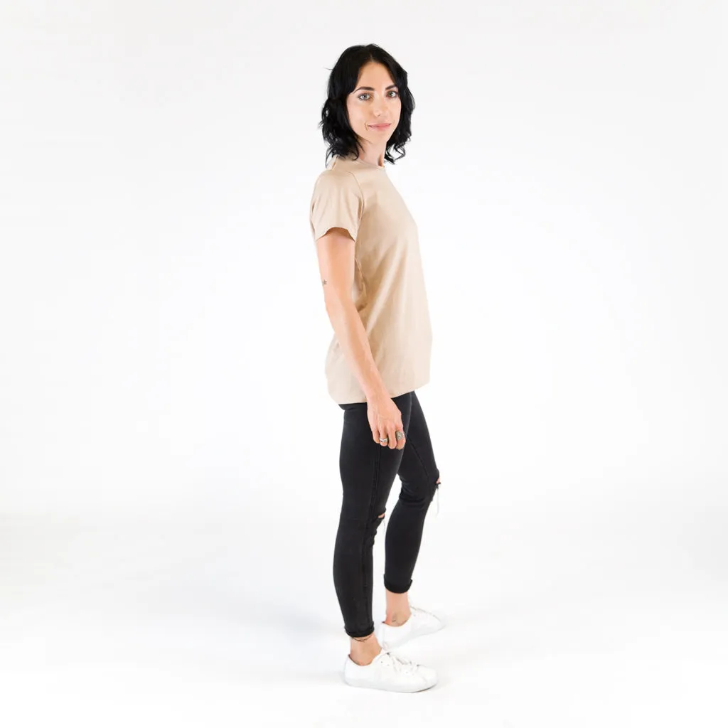 Women's Organic Crew Neck T-shirt Beige