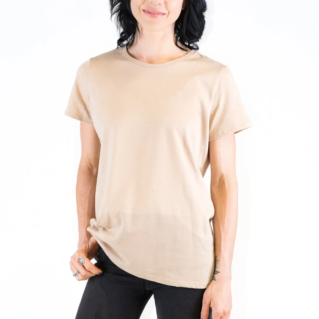 Women's Organic Crew Neck T-shirt Beige