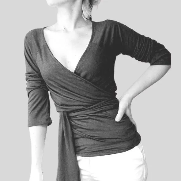 Yoga wrap top - organic cotton or merino wool