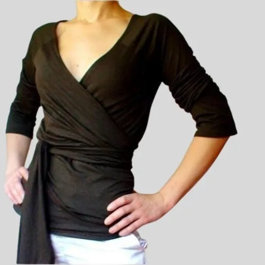 Yoga wrap top - organic cotton or merino wool